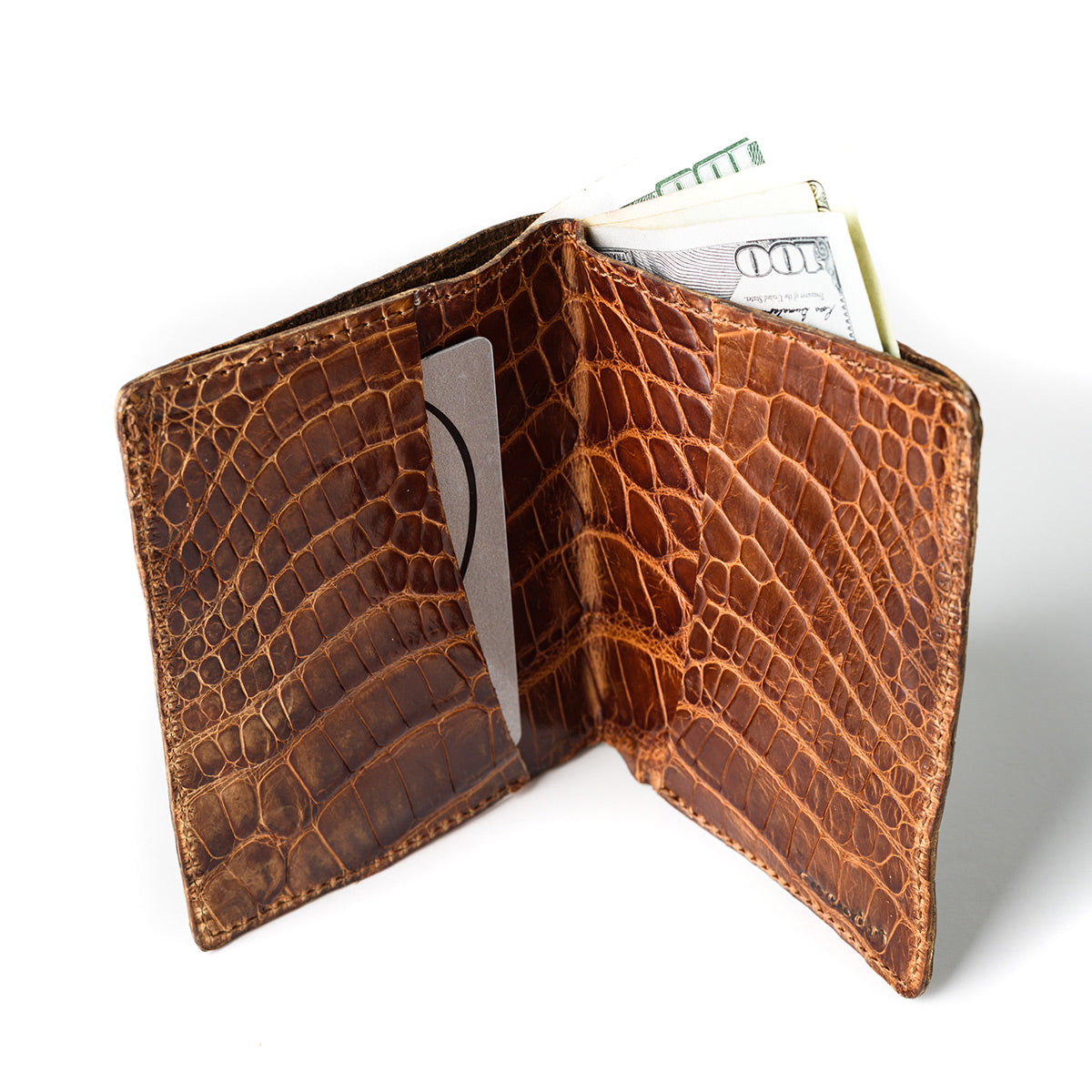 Light Brown Stomach Crocodile Leather Wallet